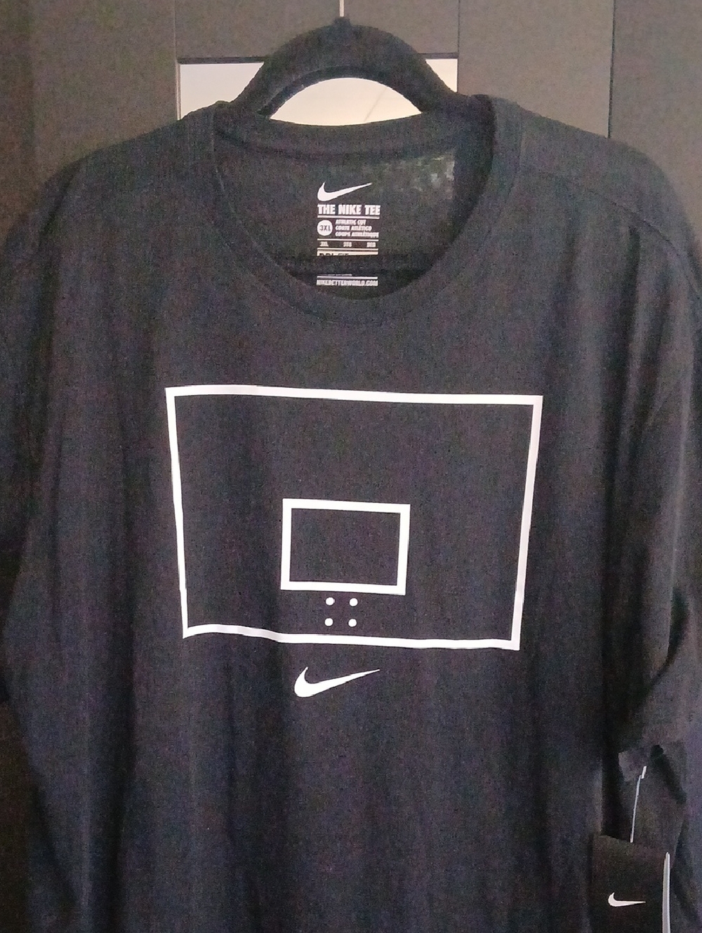 Nike Black Tee with White Basketball Court Graphic